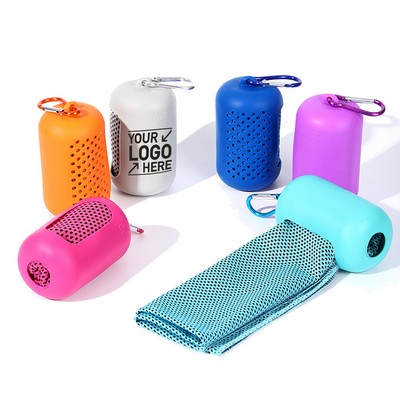 Cooling Towel in Vented Silicone Case with Carabiner