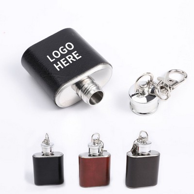 Leather-Wrapped 1 oz. Flask Keychain