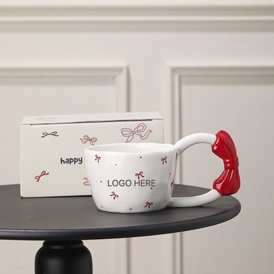 Bow-Handle Ceramic Coffee Mug 300ml