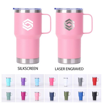 30 oz Insulated Stainless Steel Tumbler with Handle – Double Wall Travel Drinkware Mug