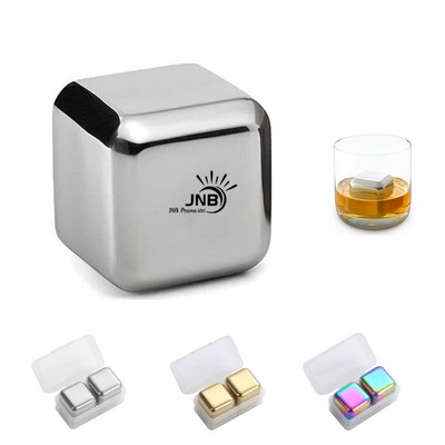 2 Packs Stainless Steel Whiskey Rocks, Reusable Metal Ice Cube