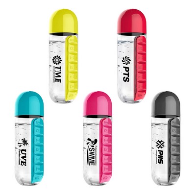 7 Day Pill Box Organizer Water Bottle