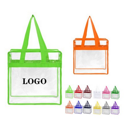 Clear Stadium Tote with 600D Polyester Trim