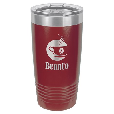 Polar Camel 20 oz. Maroon Vacuum Insulated Ringneck Tumbler with Clear Lid