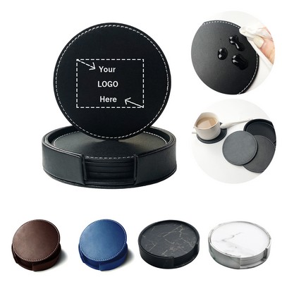 4" PU Leather Coasters Set