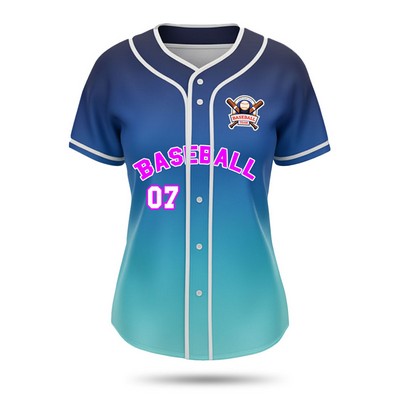 Women's Full Button Sublimated Interlock Baseball Jersey 200 GSM