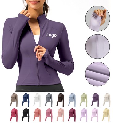 Women's Slim Fit Full Zip Athletic Running Sports Workout Jacket