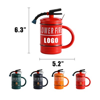 16OZ White Porcelain Fire Extinguisher Mug W/Spoon