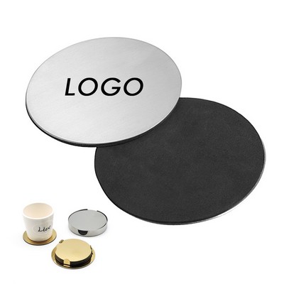 6 Pack Stainless Steel Round Coaster Set With Non Slip Bottom