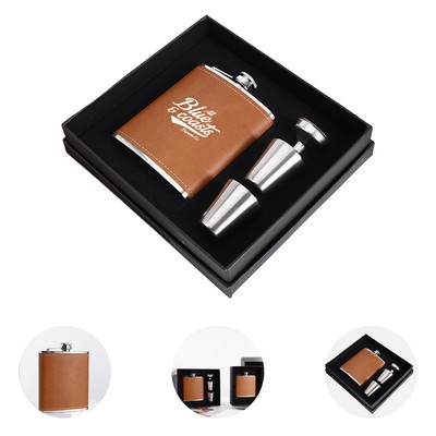 7oz Stainless Steel Hip Flask Gift Set