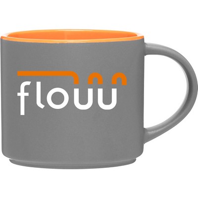 16 oz Monaco Ceramic Mug (Matte Storm Gray/Orange)