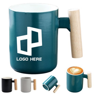 12Oz Ceramic Coffee Mug W/ Lid And Spoon