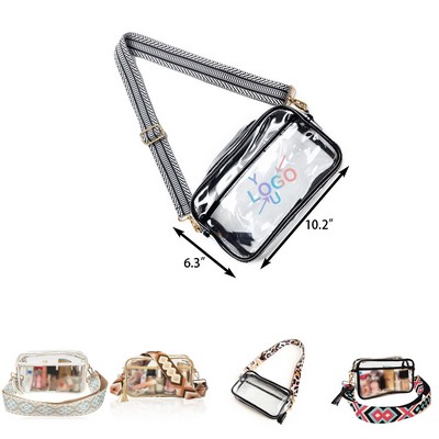 Transparent PVC Crossbody Purse with Guitar Strap