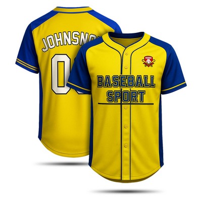 Men's Full Button Sublimated Interlock Baseball Jersey 150G