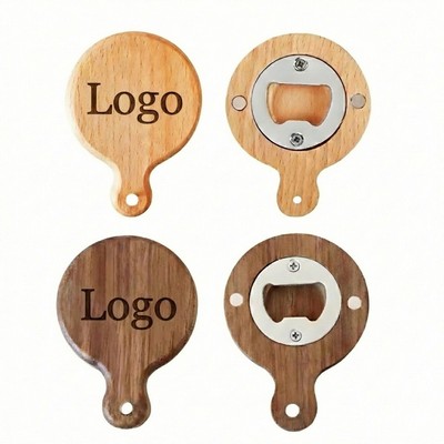 Round Magnetic Wood Bottle Opener
