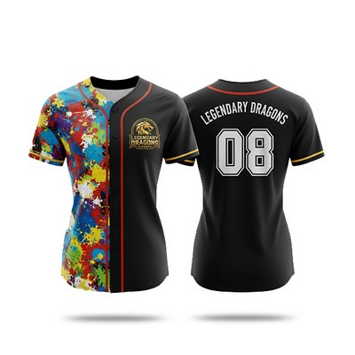 Women's Sublimation Full-Button Baseball Jersey - 150G