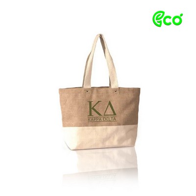 Ecofriendly Jute/Cotton Shopping Bag with Rivets and Cotton Webbed Handles