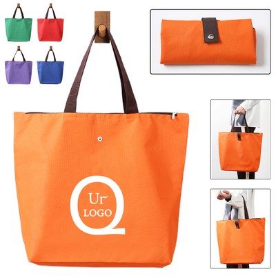 Foldable Oxford Shopping Bag W/ Snap Button