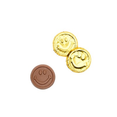Smiley Face Premium Gold Foil-wrapped Milk Chocolate Coin
