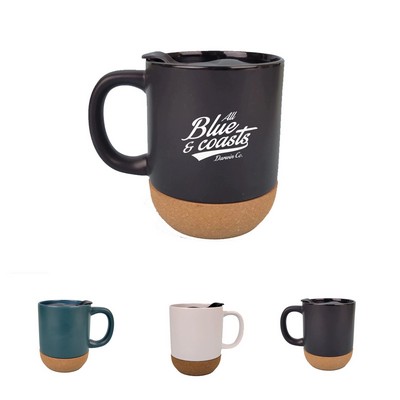 12oz Ceramic Mug with Cork Base and Rubber Seal Lid