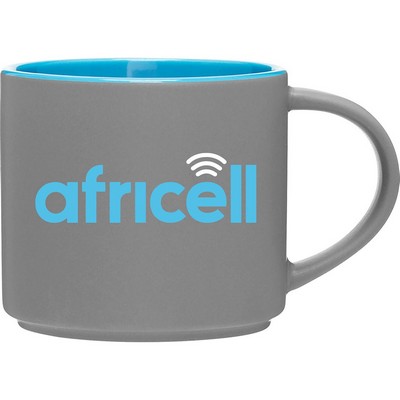 16 oz Monaco Ceramic Mug (Matte Storm Gray/Sky Blue)